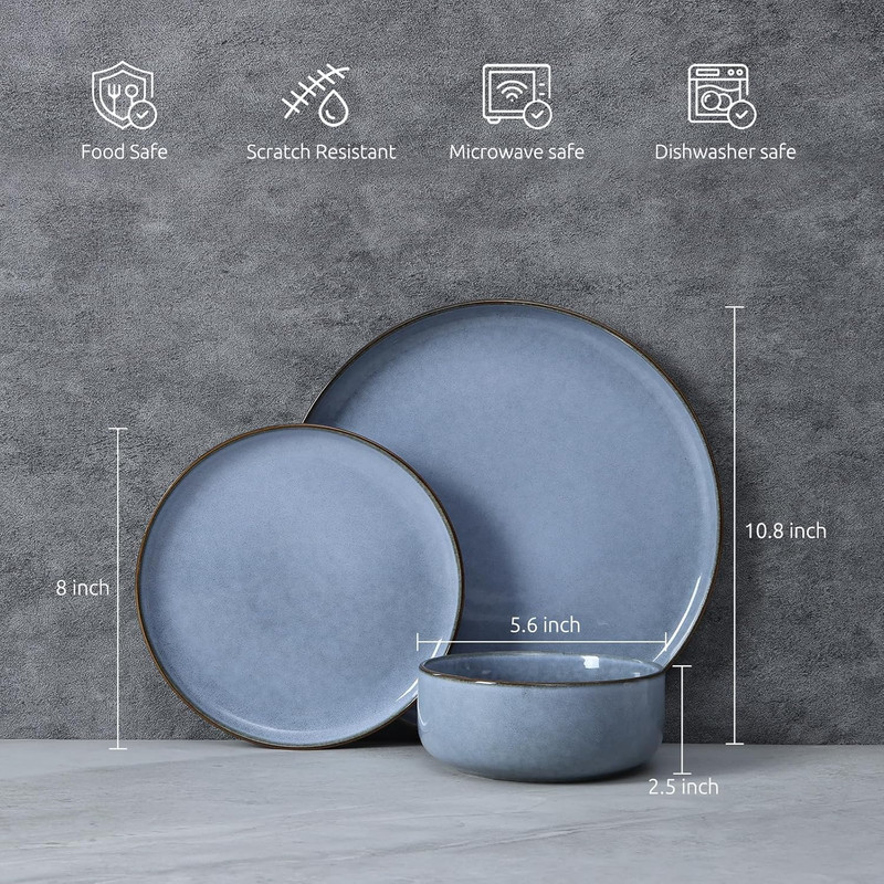Ocean Blue 16-Piece Dinnerware Set for 4 - Durable & Safe for Everyday Use gallery