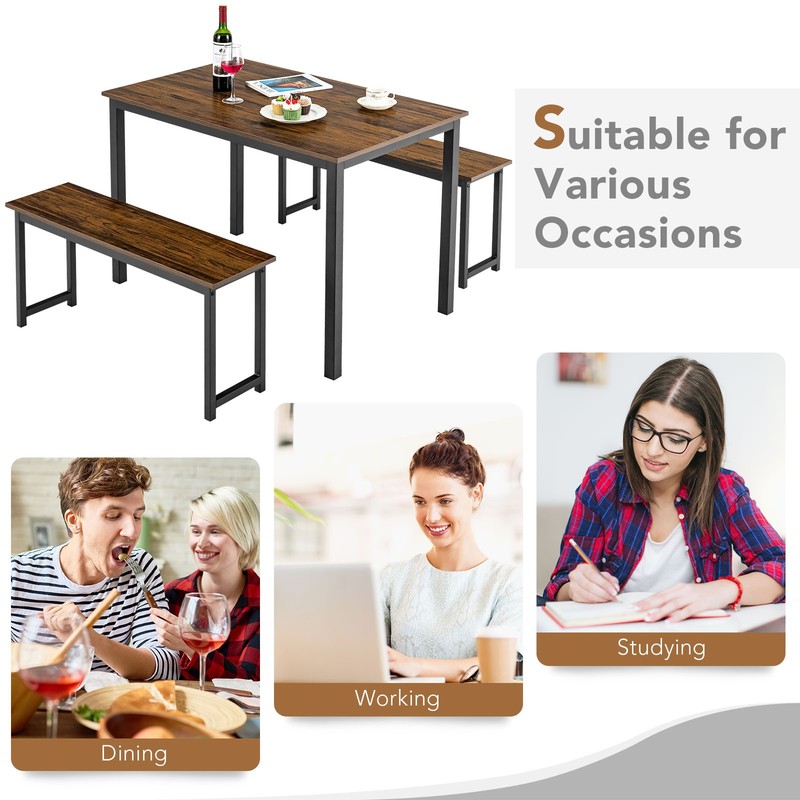 Topbuy 3pcs Dining Table Set for 4 Modern Industrial Counter Height Kitchen gallery