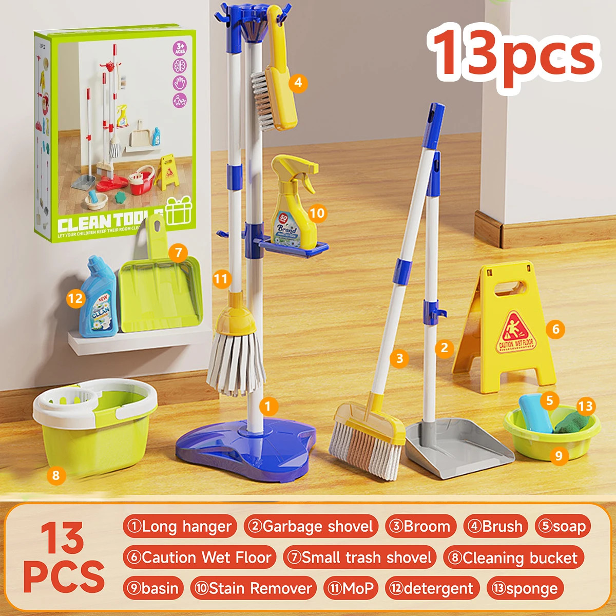 Kids Cleaning Toy Set for Toddlers Mini Broom Dustpan Mop Pretend Play gallery