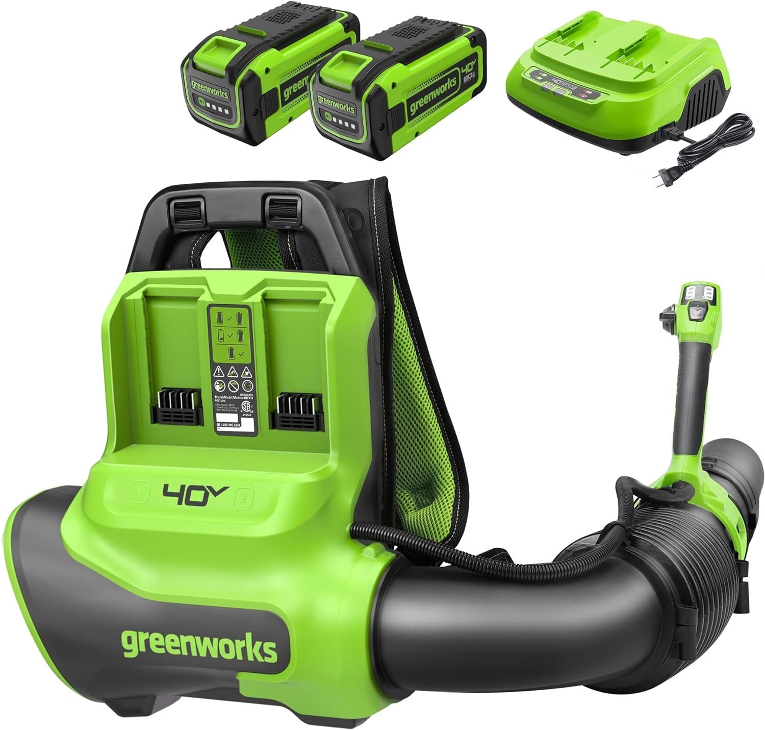 Greenworks 40V 710CFM Backpack Leaf Blower (Dual Battery Port) w/ 2x 8Ah Battery gallery