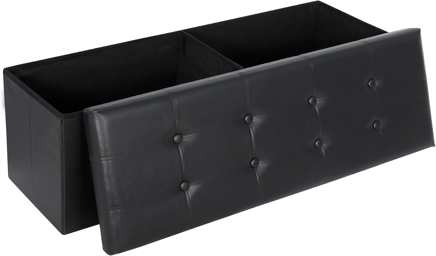 Storage Ottoman Bench, 43 Inches Folding Faux Leather Ottoman gallery