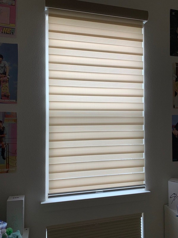 GoDear Design Cordless Light Filtering Zebra Roller Shade Blinds 35"W x 72"L Tan gallery
