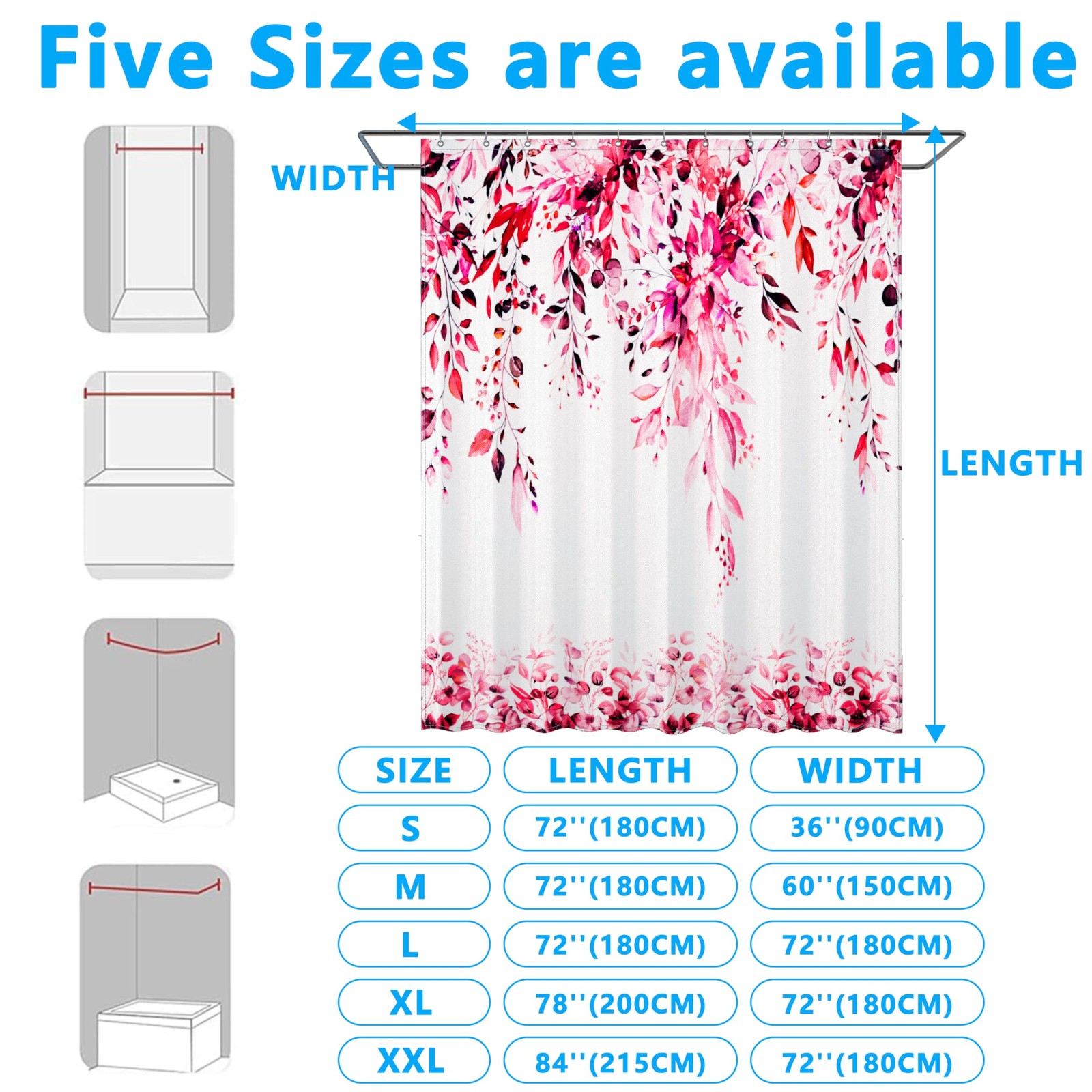 Red Eucalyptus Leaves Shower Curtain for Bathroom:Aesthetic Art Watercolor Pl... gallery