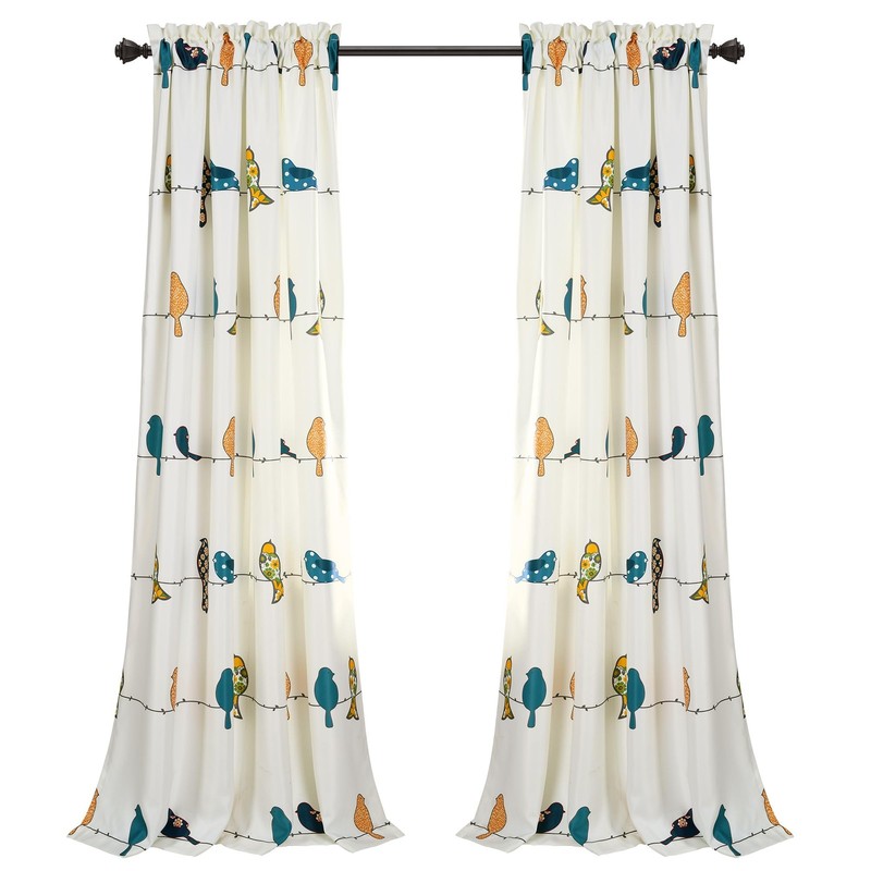 Rowley Birds Light Filtering Window Curtain Panels Pair 52 W X 84 L Multi Colo gallery