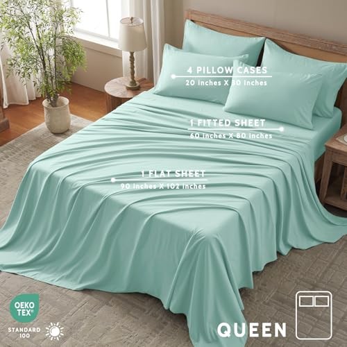 Sheet Set - 6 Piece Sheets Size Bed Set - Breathable & Cooling Queen Spa Blue gallery