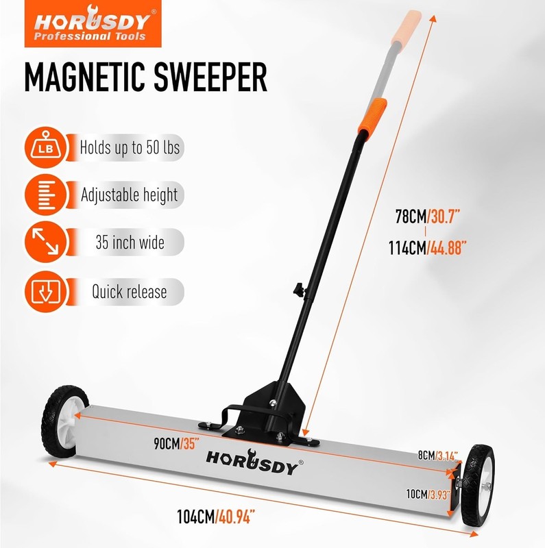 36-Inch Rolling Magnetic Sweeper with Wheels 40-Inch Telescoping Magnetic Pick gallery