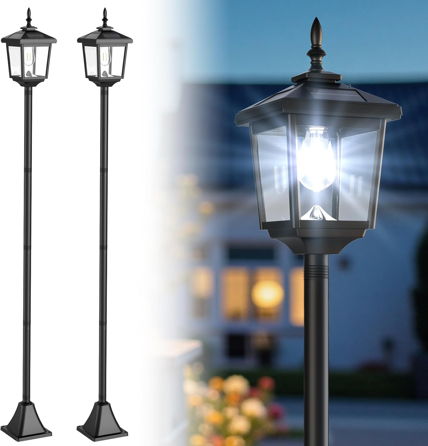 Solar Lamp Post Light Outdoor, Cool White, IP45 Waterproof Solar Post Lights Out gallery