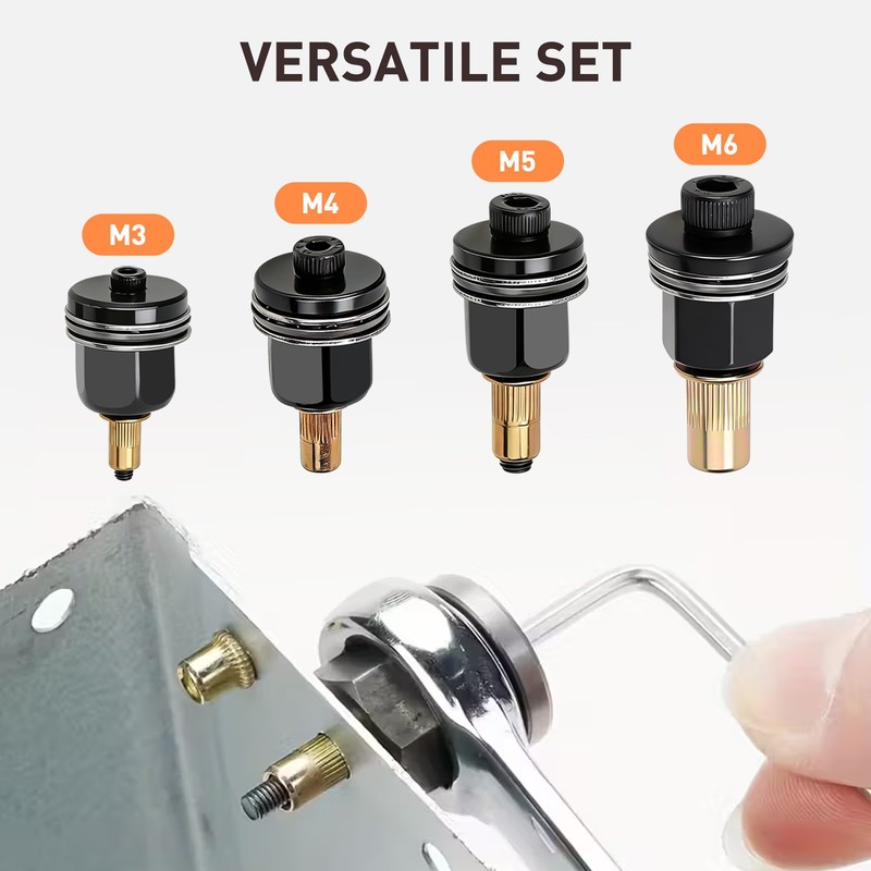 44pcs Manual Rivet Nut Tool Kit M3-M6 Carbon Steel Nutsert Set for Drill Wrench gallery