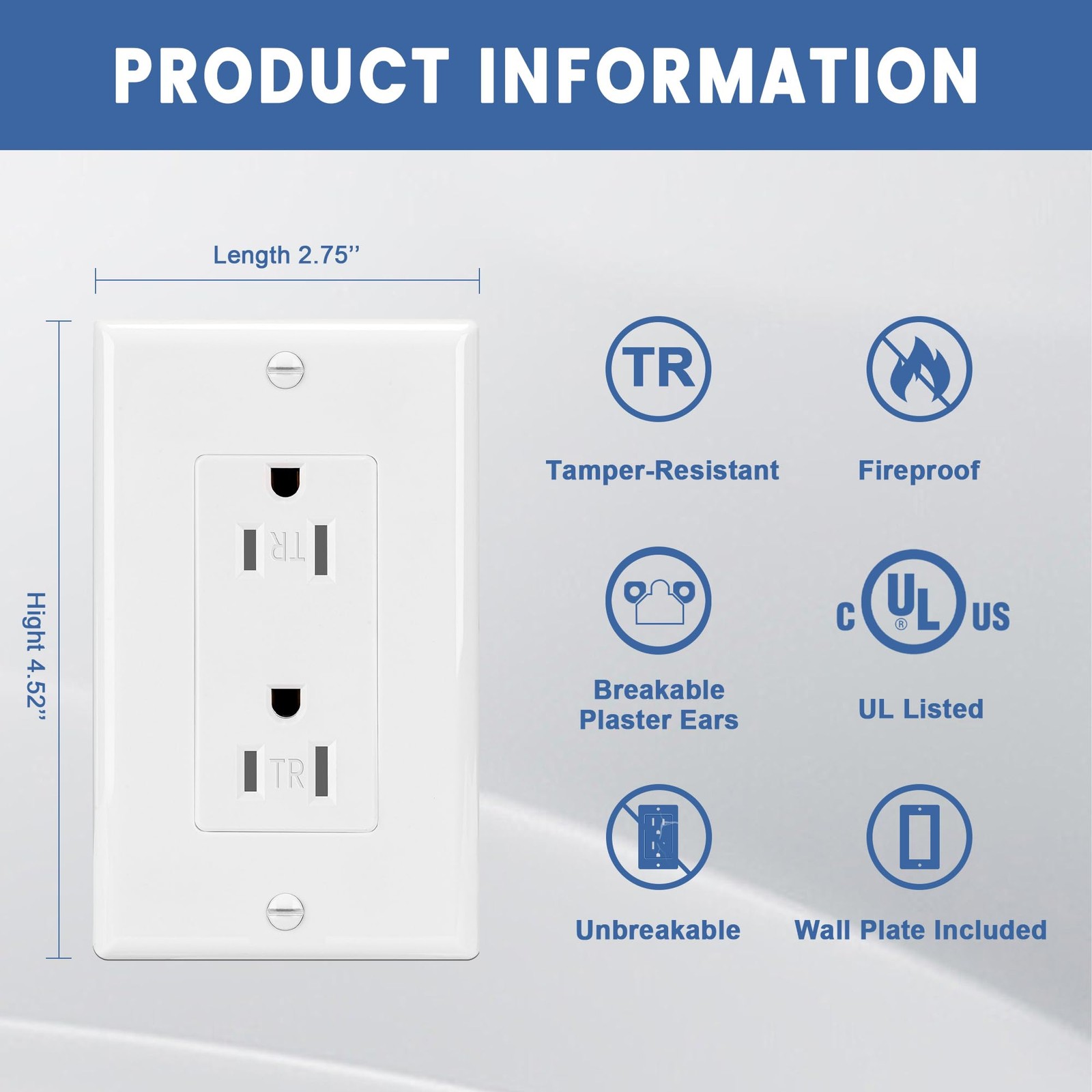 15 Amp Decorator Wall Receptacle Outlet, Child-Safe Tamper-Resistant, Residen... gallery