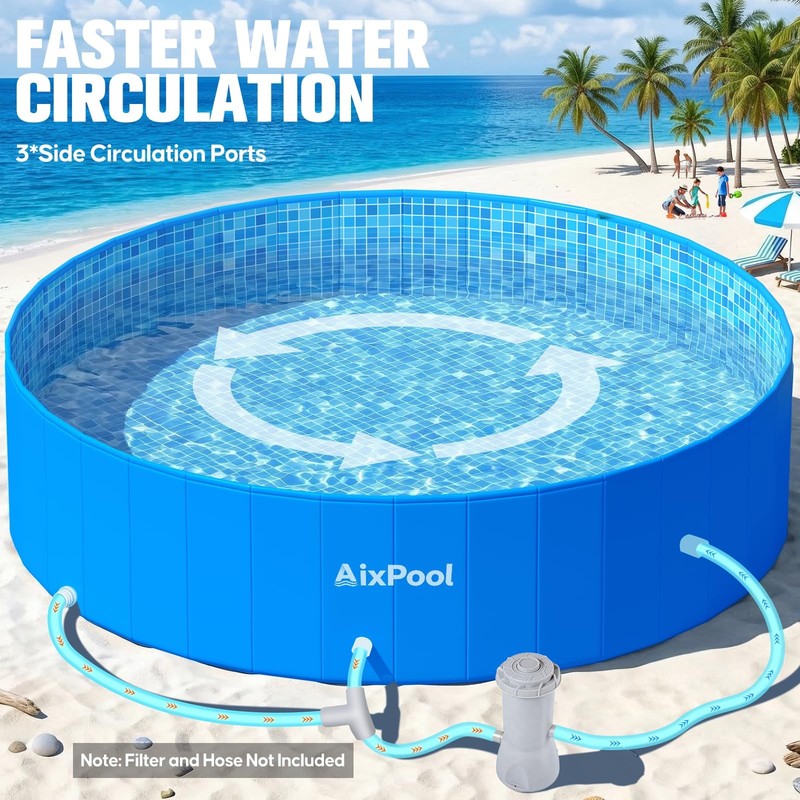 AixPool 2026 Large Foldable Pool,Non-Inflatable Pool for Adult7.6FT gallery