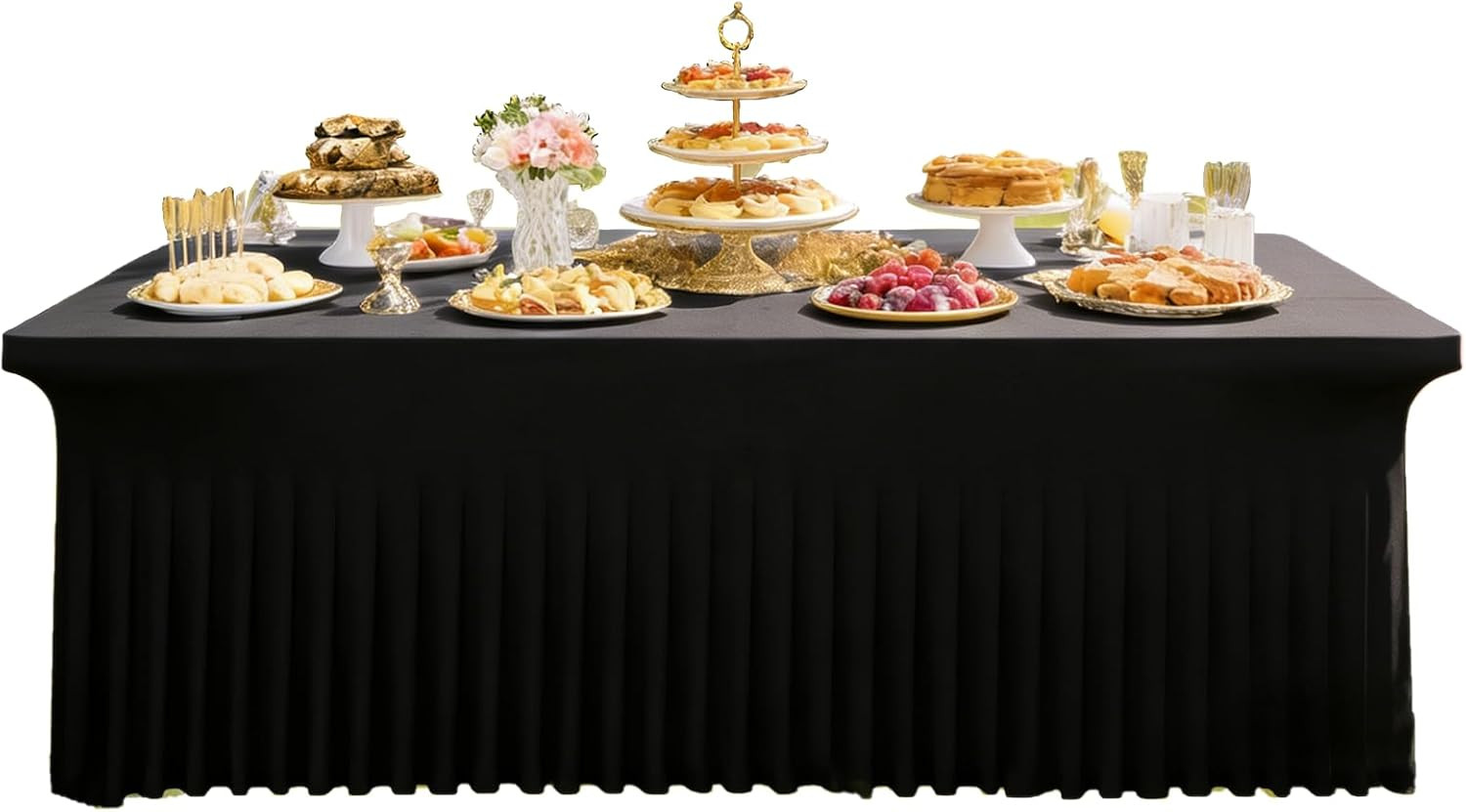 6FT Rectangular Spandex Table Cover Stretch Fitted Tablecloth for Vendor Wedding gallery