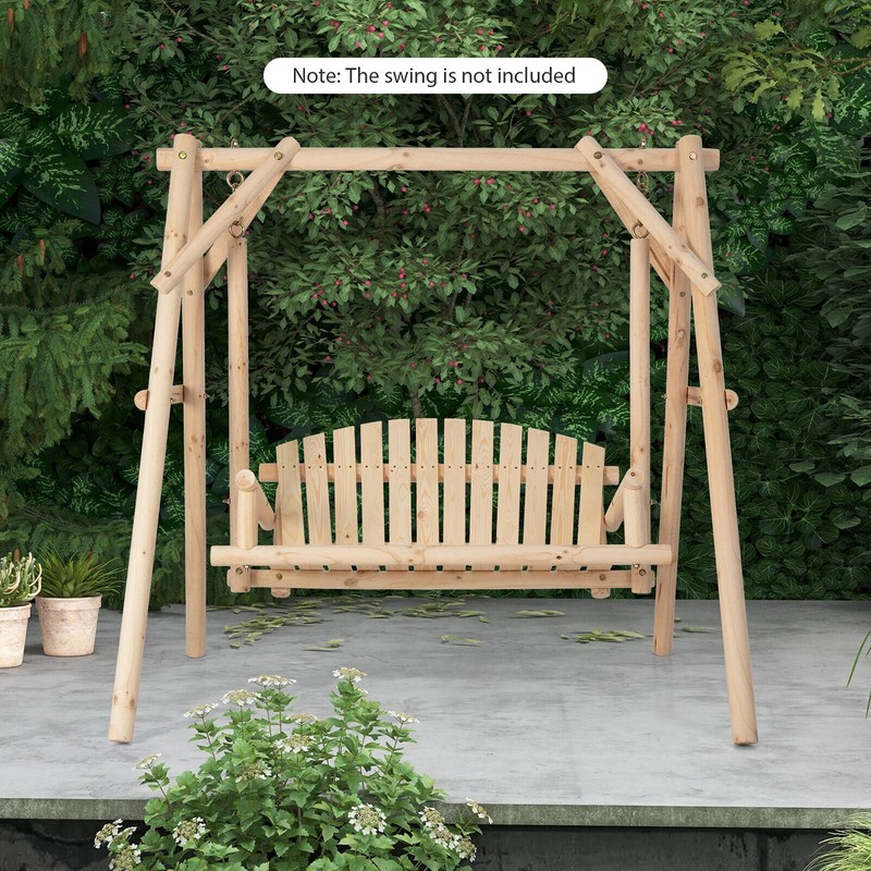 Wooden Swing Frame 67" Solid Wood Heavy Duty A-Frame Stand with Bars Porch Lawn gallery