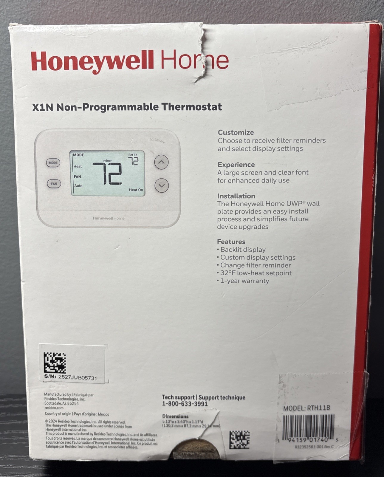Honeywell Home X1N Non-Programmable Thermostat (RTH11B) gallery