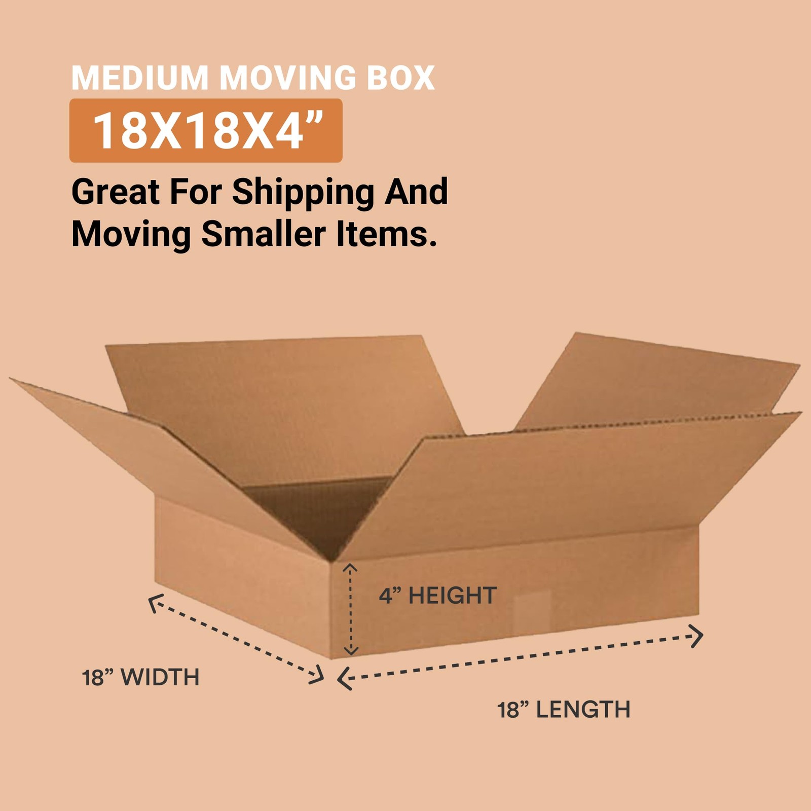 Box Usa Usa 18184 Flat Corrugated Cardboard 18 L X 18 W X 4 H Kraft For Packing gallery