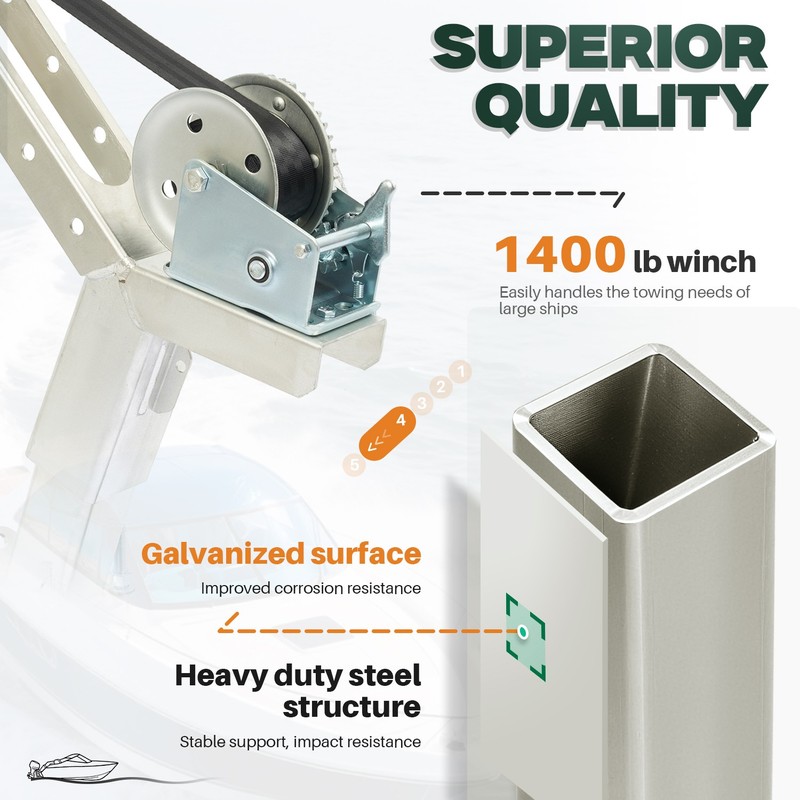 For Boat Trailer parts Galvanized Winch Stand W/1400lbs Winch Roller and Strap gallery