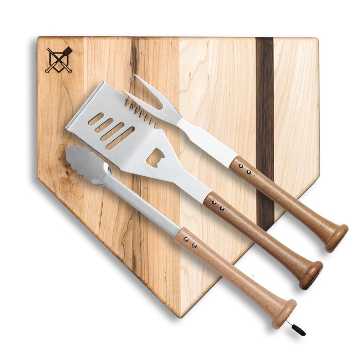 12" Customizable Silver Slugger BBQ Home Plate Board and Grill Tool Set gallery