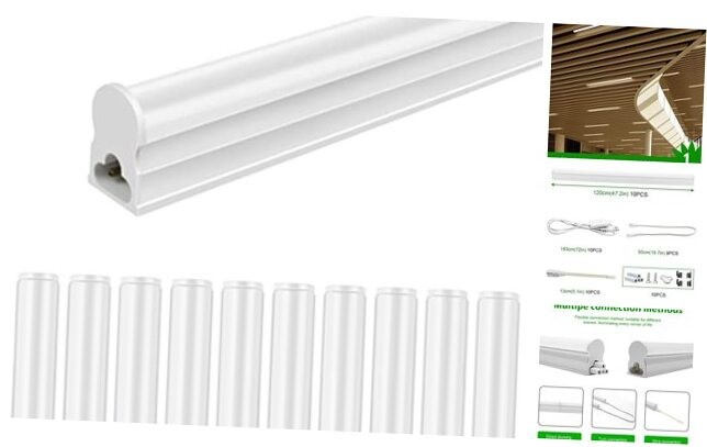 LightingWill 10 Pack LED Shop Light 4FT 3000~3500K, 20W, 4FT-10Pack Warm White gallery