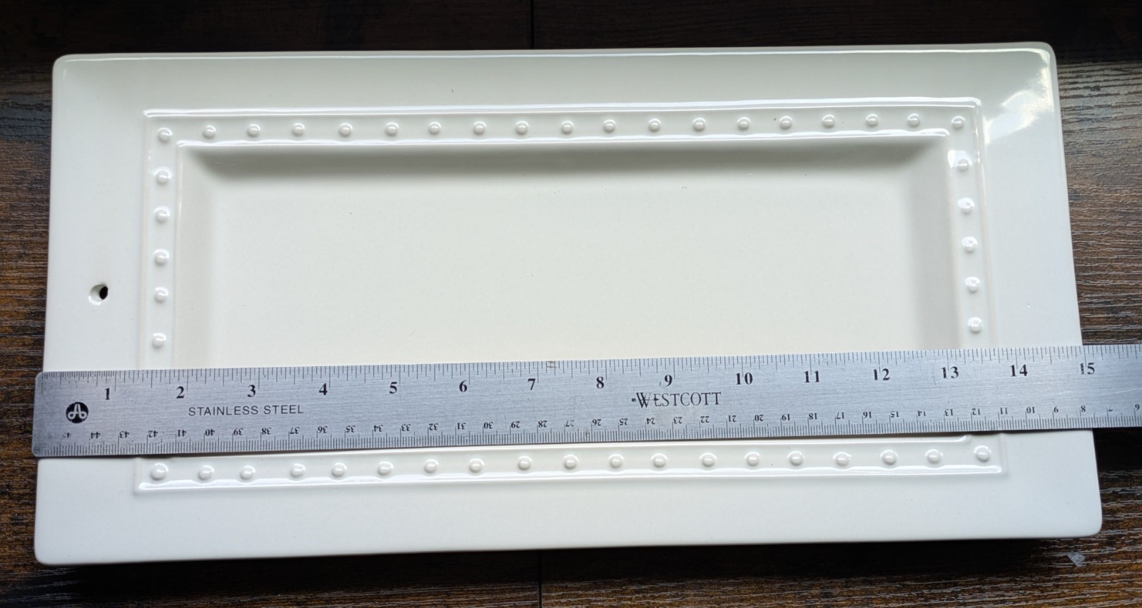 Nora Fleming Pearl Drop Bread Tray Rectangle Shape 15"x7.5" Retired Piece Ex Con gallery