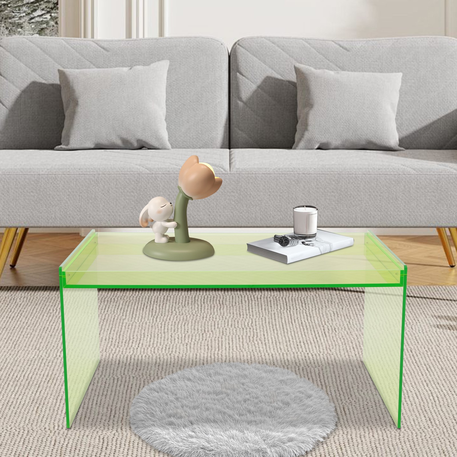 Acrylic Rectangle Coffee Table Modern Clear Table for Living Room Bedroom Office gallery