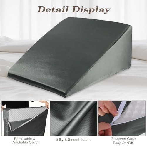 Thick Satin Wedge Pillow Case Cover, Soft & Skin-Friendly, Zippered, Machine Was gallery
