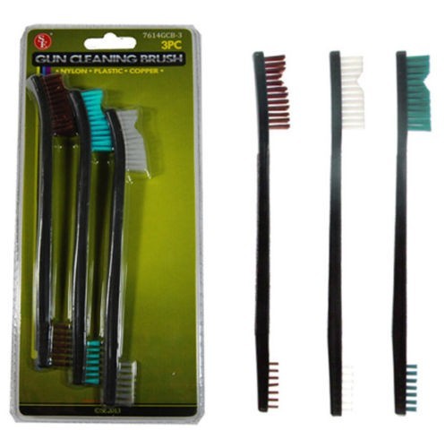 New 3pc 7" Double Ended Gun Cleaning Brush Set - Plastic Nylon & Copper gallery