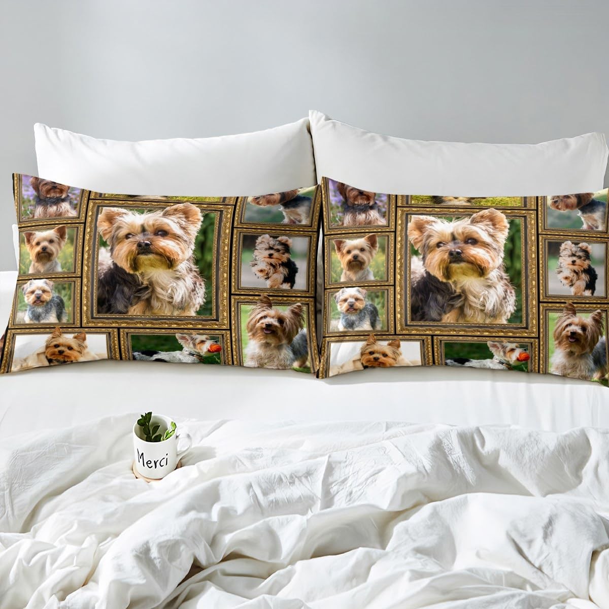 Yorkshire Terrier Bedding Set King Size Cute Dog Puppy Comforter Cover for Te... gallery