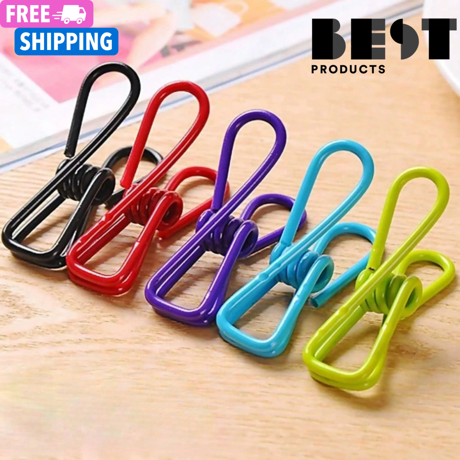 10Pcs Chip Clips PVC Coating High Elasticity Strength Clothes Pins Food Clips gallery