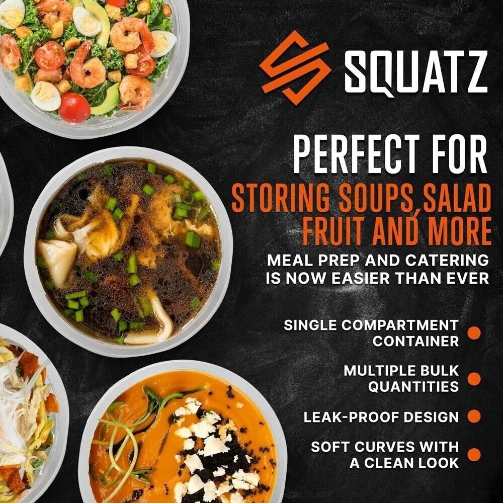 SQUATZ Microwavable Soup Containers w/ Lids, Freezer Safe, BPA-Free, 32 oz. gallery