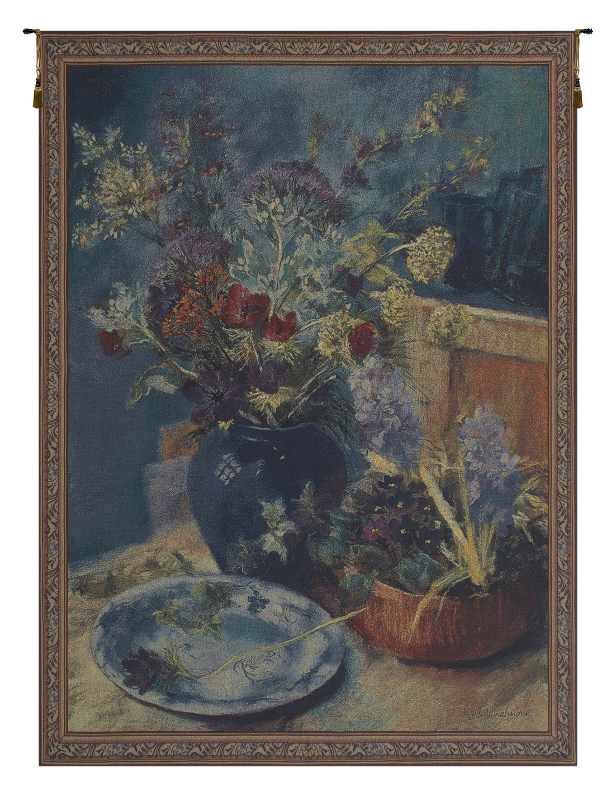 Spring Bouquet Still Life Tabletop Woven Home Decor Wall Art Hanging Tapestry gallery