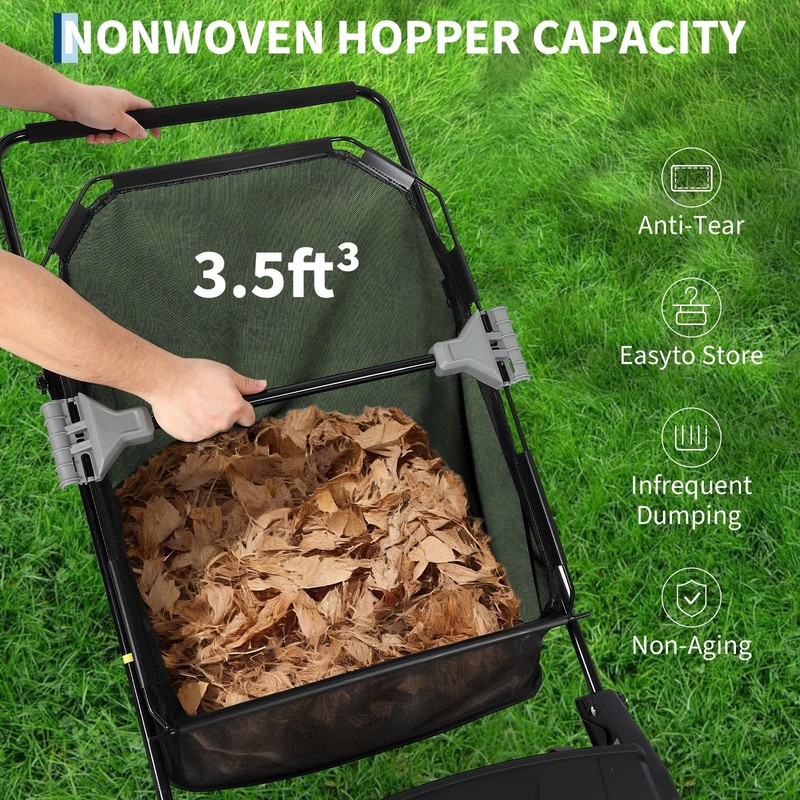 21" Push Lawn Sweeper Leaf Grass Collector Adjustable Height Yard Cleaner Tool gallery