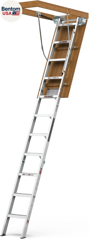 Aluminum Attic Ladder,Pull down System,Attic Stairs,Attic Lift,For 7'8"-10'3" Ce gallery