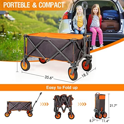 PORTAL COLLAPSIBLE WAGON, FOLDABLE BEACH WAGON CART, ALL TERRAIN, 225LBS - GREY gallery