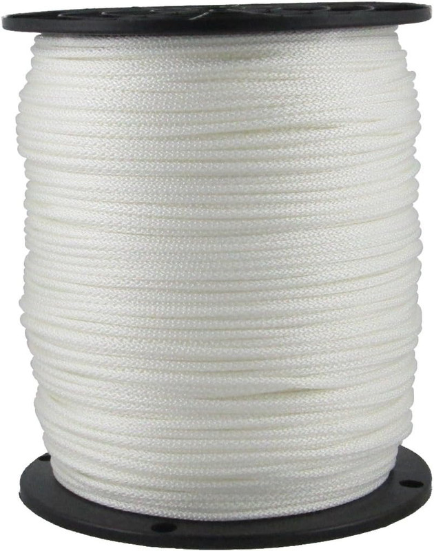 1/8" White Polyester Rope, Solid Braid Dacron Utility Rope, 1000 Ft Spool, Low S gallery