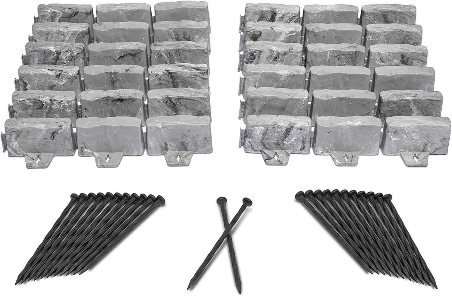 EasyFlex No-Dig Landscape Edging W Anchor Spikes 2.7" Tall 15 Ft Long SLATE GREY gallery