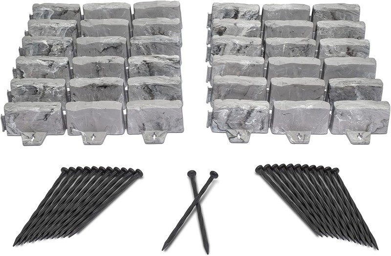 EasyFlex No-Dig Landscape Edging W Anchor Spikes 2.7" Tall 15 Ft Long SLATE GREY gallery