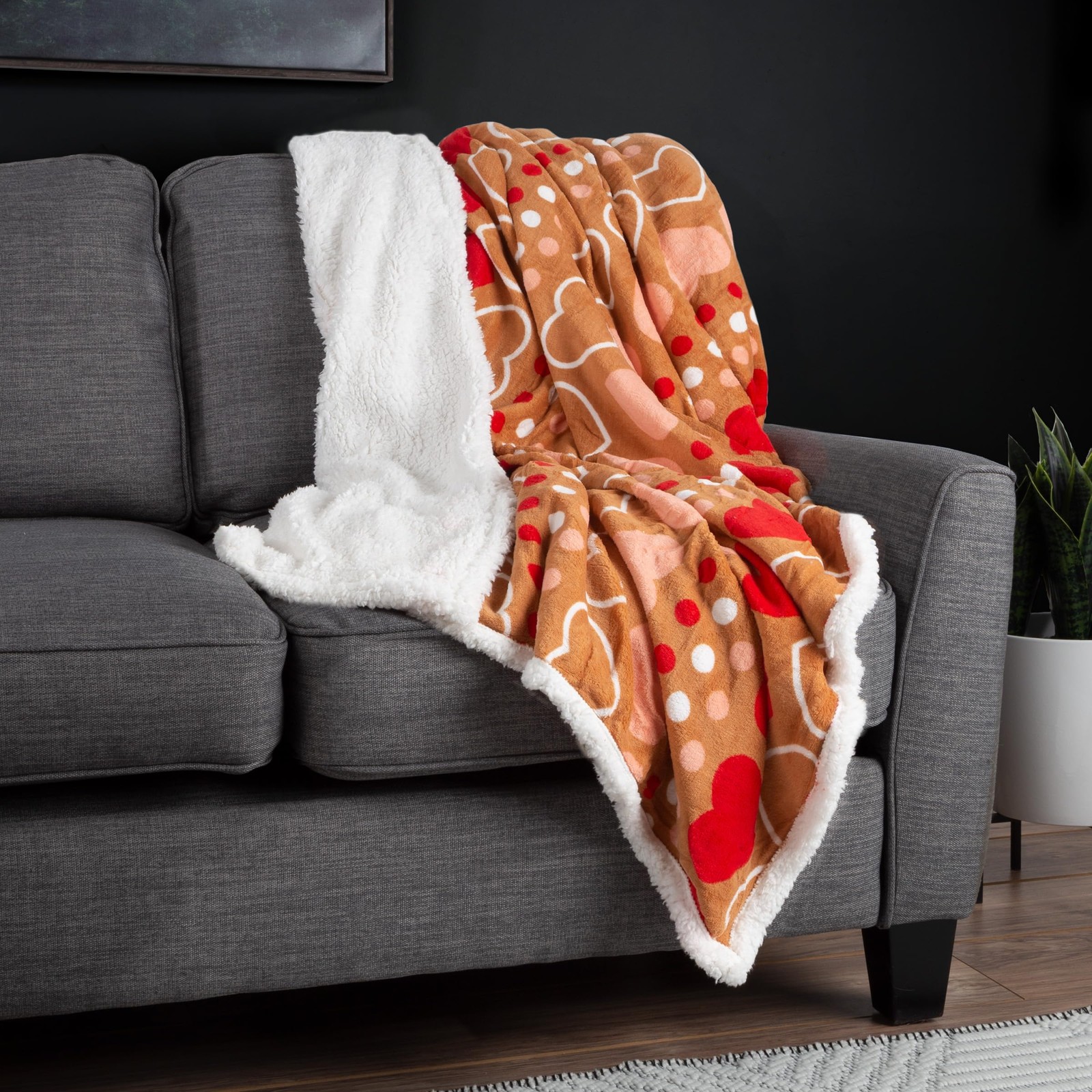 Lavish Home Reversible Fleece Blanket - 50-Inch X 60-Inch Machine-Washable gallery