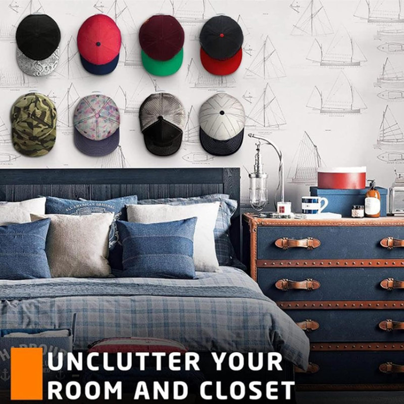 24 Pack Adhesive Hat Hooks Wall Mounted Hat Rack for Baseball Caps Black gallery