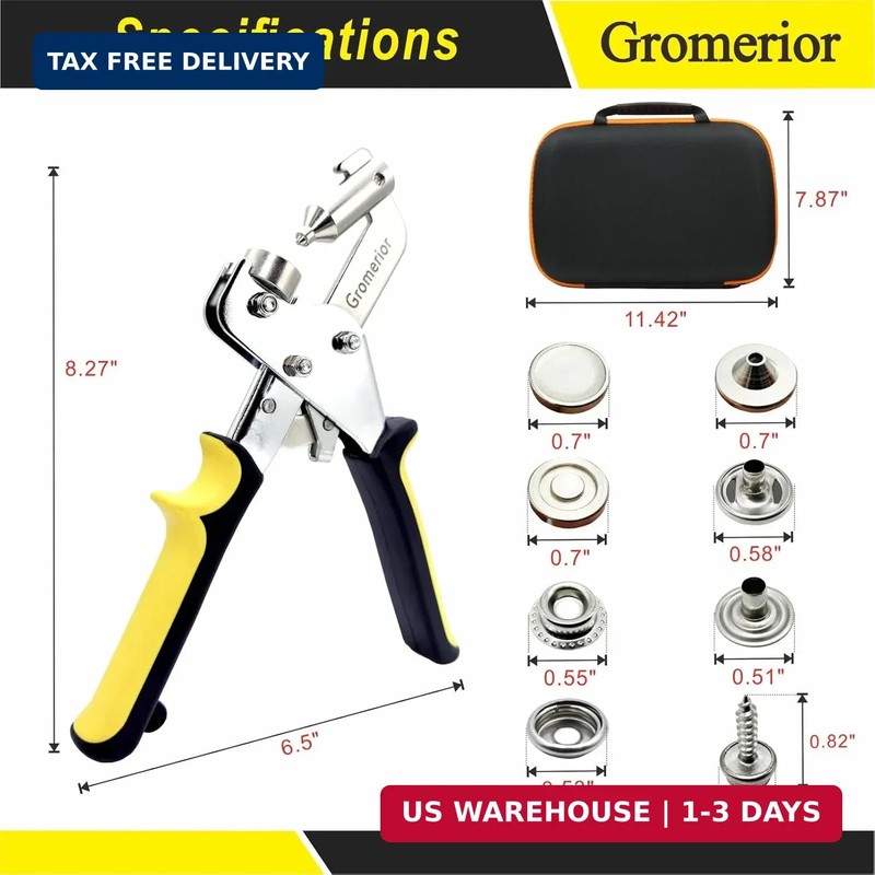 Snap Fastener Tool with Case 100 Sets 15mm Stainless Steel Snaps for Boat Cover gallery