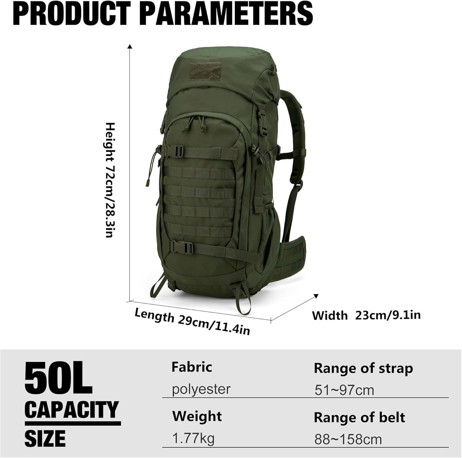50L Hiking Backpack,Backpacking Backpack with Rain Cover for Hiking,Backpacki... 4