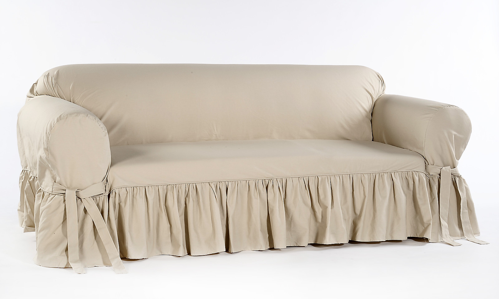 Cotton Dock Ruffled Round Arm Sofa/Loveseat/Chair Slipcover AMY 3 COLORS gallery