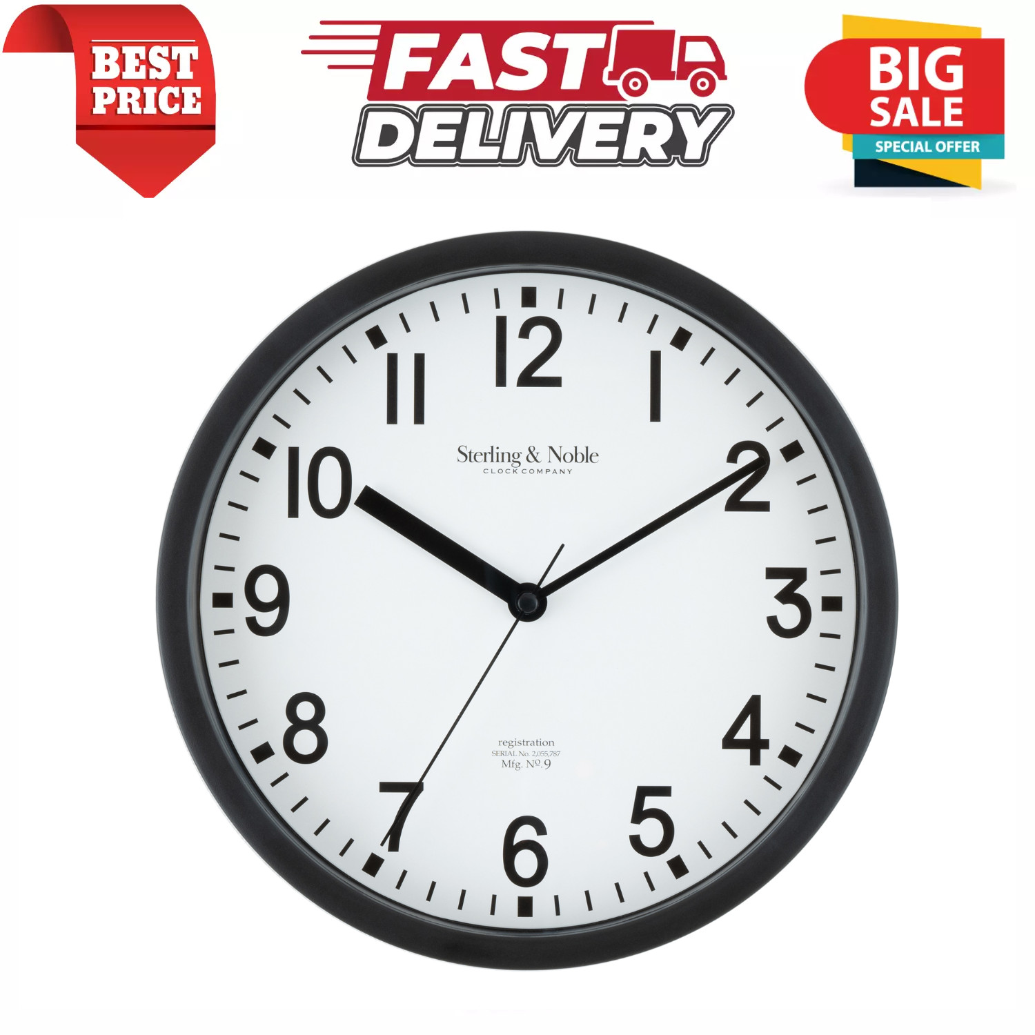 NEW 8.78" Basic Indoor Analog Round Modern Wall Clock, Black (FAST SHIPPING) gallery