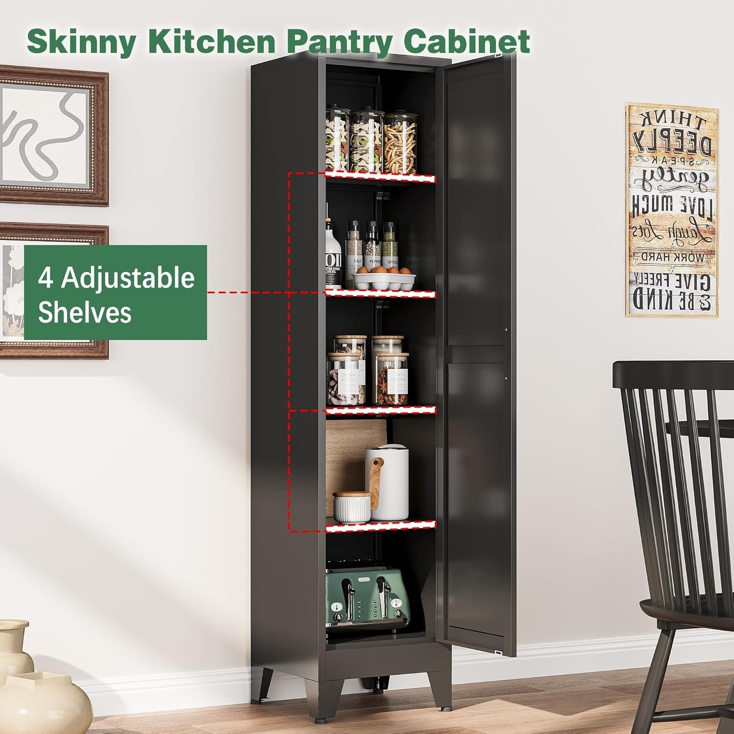 Cofar 67" Metal Utility Cabinet Filing Pantry Cabinet with Adjustable Shelves gallery