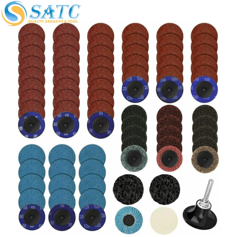 71 PCS 2 inch Quick Change Roll Lock Sanding Disc Set W/ 1/4 Holder Die Grinder gallery