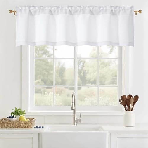 White Valance for Windows - Solid Light 60"W x 14"L (Pack of 1) Pure White gallery
