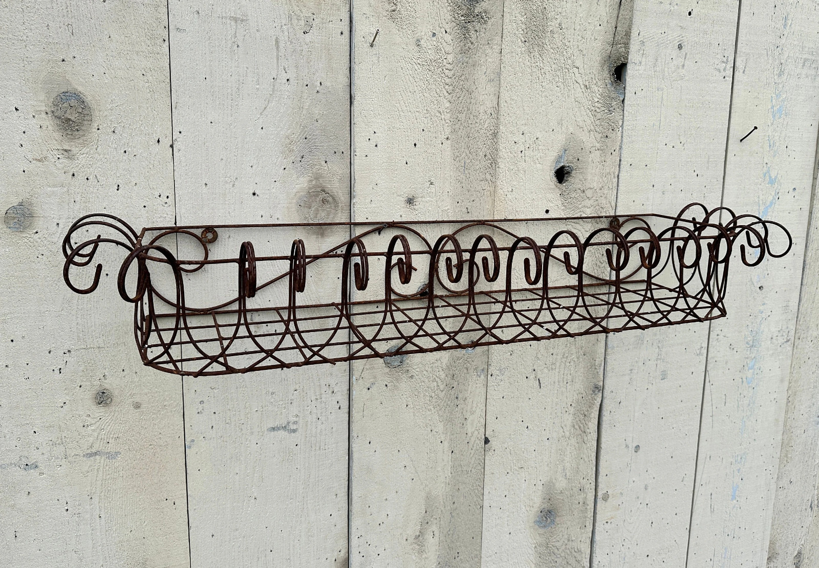 45" Window Box Wall Mount Planter - Outdoor Patio Metal Basket Wrought Iron gallery