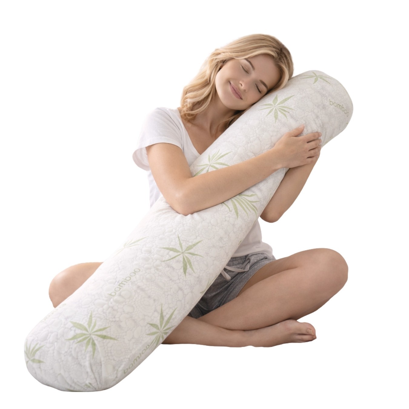 Cooling Bamboo Body Pillow, Long Cylinder for Full Body Support, Soft Polyfill gallery