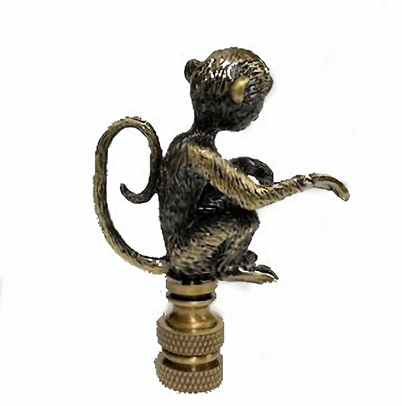 MONKEY WITH TAIL LAMP SHADE FINIAL ANTIQUE BRASS #5 gallery