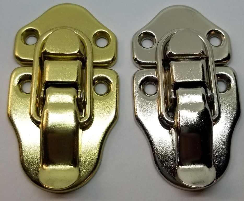 Nickel Plated Drawbolt - antique chest trunk lock latch steamer vintage old case gallery