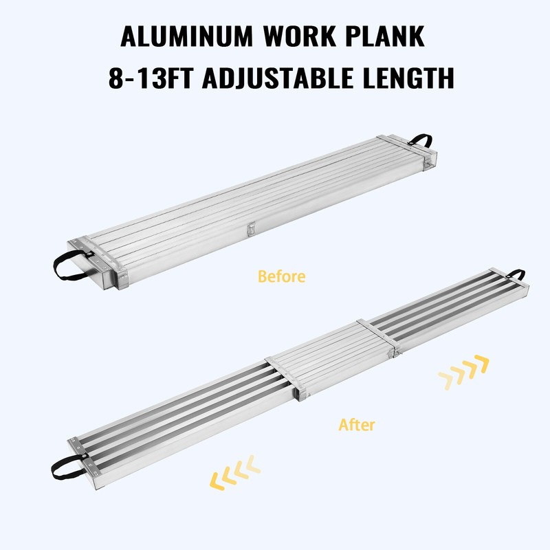 8-13FT/9-15FT Adjustable Telescoping Work Plank 440LBS Capacity Aluminum Plank gallery