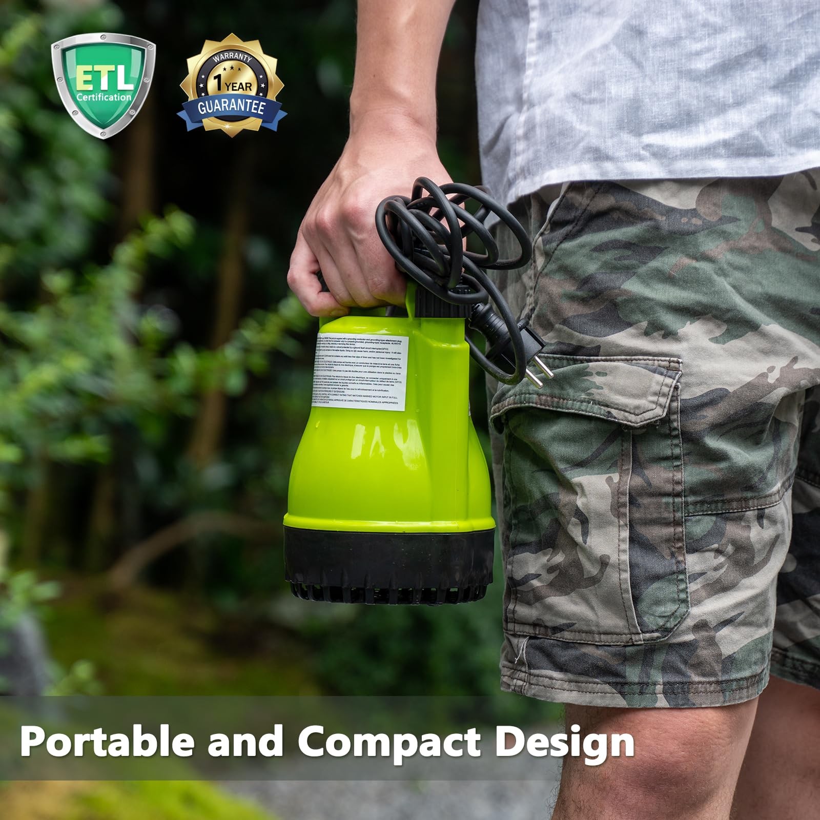 1/4HP Utility Pump 1900GPH Portable Submersible Sump Pump, Manual Control wit... gallery
